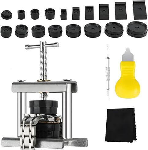 18 Modes Watch Press Tool Set, Professional Watch Back Case Closer Repair Kit with 18 Dies, Watch Crystal Press Removal Tool, Watchmaker Battery Replacement Tool for Round/Square Dials in Saudi Arabia