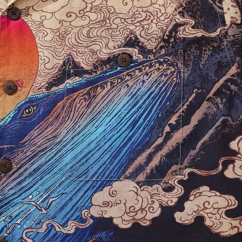 YIUME Ukiyo-e Hawaiian Shirt 100% Cotton Shirt for Men Camp Collar Aloha Shirt Ukiyo-e No6 by Rlon in Saudi Arabia