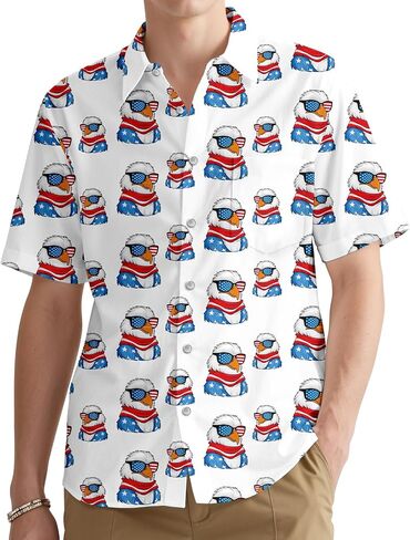 Men's Hawaiian Shirts Short Sleeve Tropical Floral Button Down - 3D Graphic Funny Aloha Beach Shirt with Pocket in Saudi Arabia