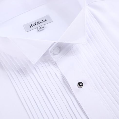 Tuxedo Formal Dress Shirt Pleated Wing Tip Long Sleeve Button Down for Prom Party Wedding in Saudi Arabia