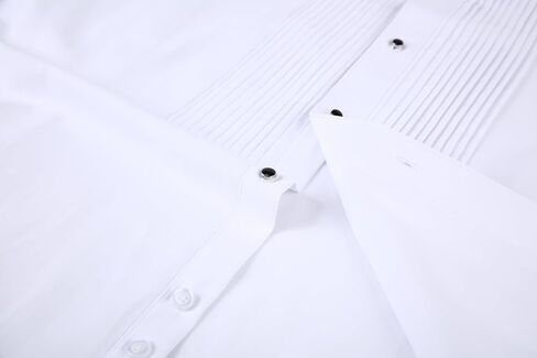 Tuxedo Formal Dress Shirt Pleated Wing Tip Long Sleeve Button Down for Prom Party Wedding in Saudi Arabia