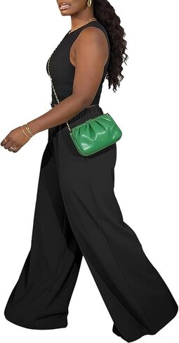 TOPSRANI Plus Size Womens Summer Wide Leg Pants Casual Boho Lounge Loose Pleated Work Fall Palazzo Trousers with Pockets in Saudi Arabia