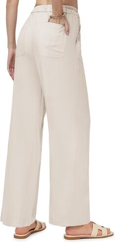 Tall Women's Wide Leg Pants,32"/34"/36" Inseam,Lightweight Linen Blend Casual Pants in Saudi Arabia