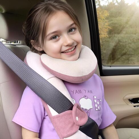Kids Travel Neck Pillow, Toddler Travel Pillow for Car & Airplane with Head & Chin Support, Comfortable Neck Support for Road Trip Travel, Great Gift for Toddlers/Kids in Saudi Arabia