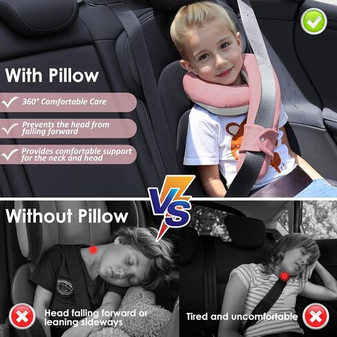 Kids Travel Neck Pillow, Toddler Travel Pillow for Car & Airplane with Head & Chin Support, Comfortable Neck Support for Road Trip Travel, Great Gift for Toddlers/Kids in Saudi Arabia