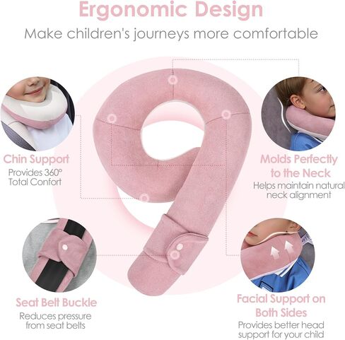 Kids Travel Neck Pillow, Toddler Travel Pillow for Car & Airplane with Head & Chin Support, Comfortable Neck Support for Road Trip Travel, Great Gift for Toddlers/Kids in Saudi Arabia