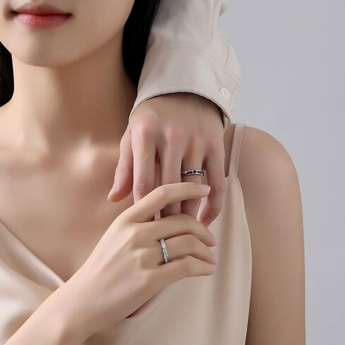 Couples Matching Promise Rings for Women, Men, Her, Him, Best Friend - Set of 2 Adjustable Engagement Wedding Rings, Gift Wrap in Saudi Arabia