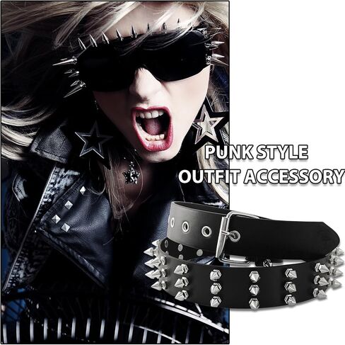Spike Belts Punk Belts Plastic Studded Belt Rivet Belt Y2K Costume Halloween Dress up Accessory in Kuwait