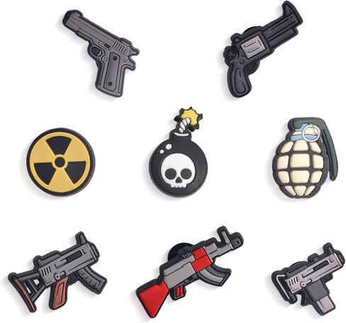 8PCS Gun Shoe Charms For Clog Shoe Decoration,Soft PVC Submachine Machine Gun Shoe Charms Accessories for men,Party Favors Gifts in Saudi Arabia