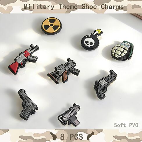 8PCS Gun Shoe Charms For Clog Shoe Decoration,Soft PVC Submachine Machine Gun Shoe Charms Accessories for men,Party Favors Gifts in Saudi Arabia