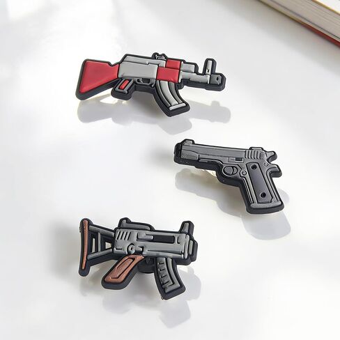 8PCS Gun Shoe Charms For Clog Shoe Decoration,Soft PVC Submachine Machine Gun Shoe Charms Accessories for men,Party Favors Gifts in Saudi Arabia