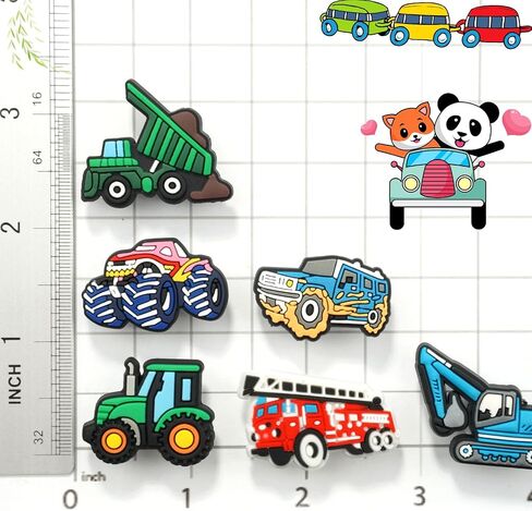 Construction Vehicle Shoe Charms Set – Cute Truck, Excavator, Tractor & Cement Mixer Charms Gifts for Birthday, Holiday, Party. in Kuwait