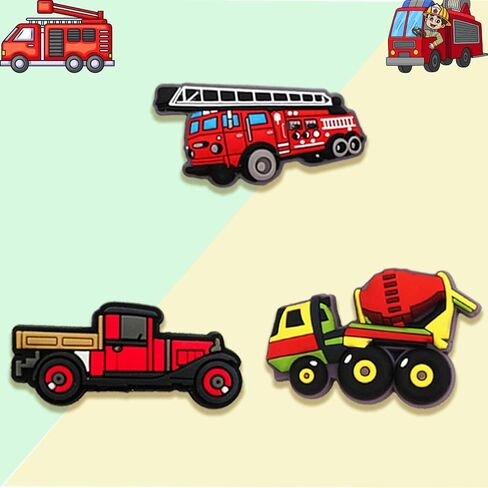 Construction Vehicle Shoe Charms Set – Cute Truck, Excavator, Tractor & Cement Mixer Charms Gifts for Birthday, Holiday, Party. in Kuwait