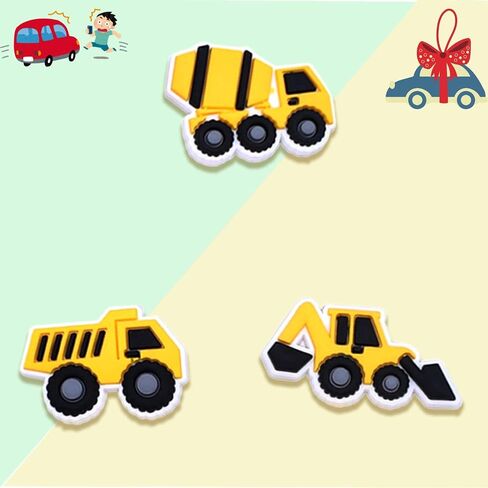Construction Vehicle Shoe Charms Set – Cute Truck, Excavator, Tractor & Cement Mixer Charms Gifts for Birthday, Holiday, Party. in Kuwait