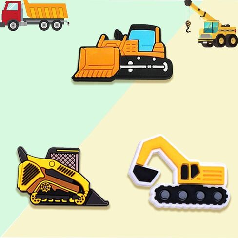 Construction Vehicle Shoe Charms Set – Cute Truck, Excavator, Tractor & Cement Mixer Charms Gifts for Birthday, Holiday, Party. in Kuwait