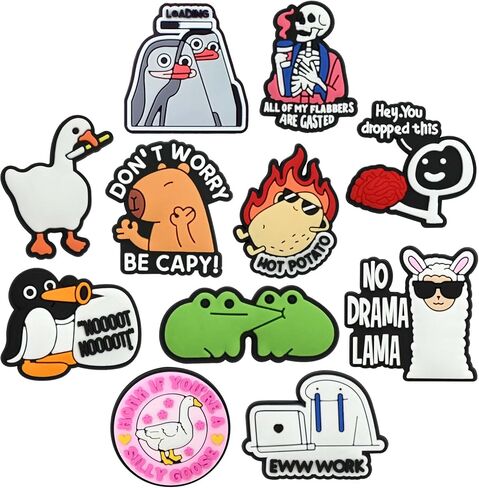 Funny Shoe Charms for Adults, 11 PCS Cute Meme Cartoon Humor PVC Charms for Clog Shoes, Cool Sarcastic Accessories Gifts in Saudi Arabia
