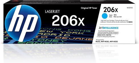 Original HP 206X Cyan High-yield Toner Cartridge | Works with HP Color LaserJet Pro M255, HP Color LaserJet Pro MFP M282, M283 Series | W2111X in Kuwait