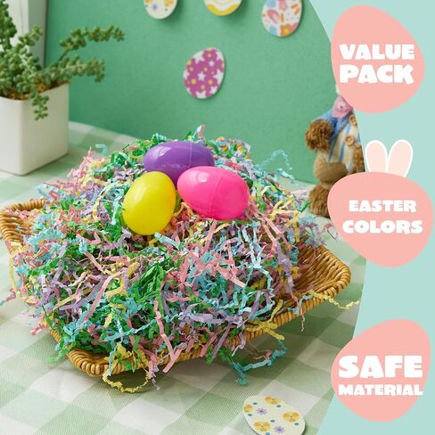 JOYIN 8 oz Easter Grass Shredded Paper, Recyclable Paper Grass, Shred Raffia Crinkle Cut for Basket Filler Stuffers, Easter Egg Hunt Crafts Decor, Party Favors, Box Bags Gift Wrapping Decoration in Saudi Arabia