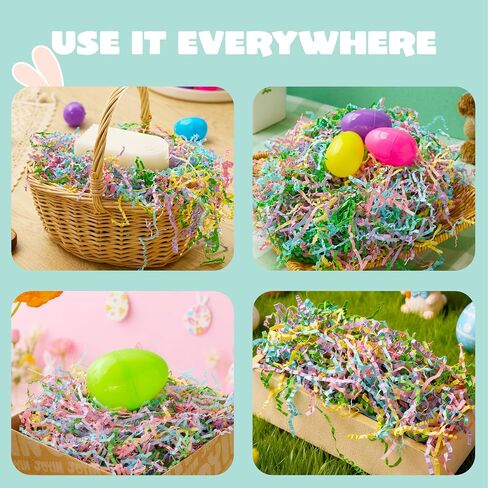 JOYIN 8 oz Easter Grass Shredded Paper, Recyclable Paper Grass, Shred Raffia Crinkle Cut for Basket Filler Stuffers, Easter Egg Hunt Crafts Decor, Party Favors, Box Bags Gift Wrapping Decoration in Saudi Arabia