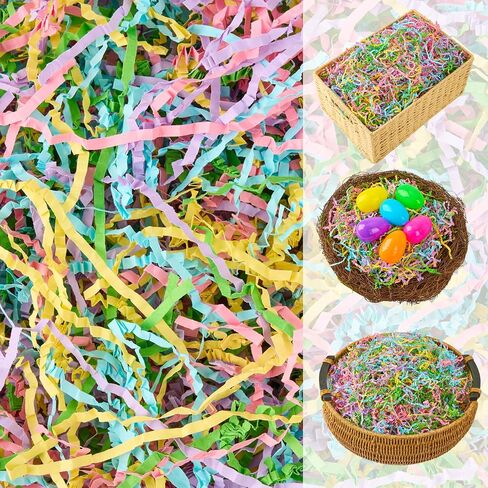 JOYIN 8 oz Easter Grass Shredded Paper, Recyclable Paper Grass, Shred Raffia Crinkle Cut for Basket Filler Stuffers, Easter Egg Hunt Crafts Decor, Party Favors, Box Bags Gift Wrapping Decoration in Saudi Arabia
