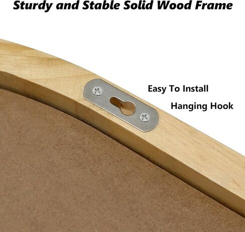 Wood Wall Mirror with Hooks and Shelf, 30x18 Inch, Oval | Boho Style, Removable Shelf, Solid Wood Framed, Handmade Rattan Decor, For Entryway, Bathroom, Nursery, Bedroom, Living Room in Saudi Arabia