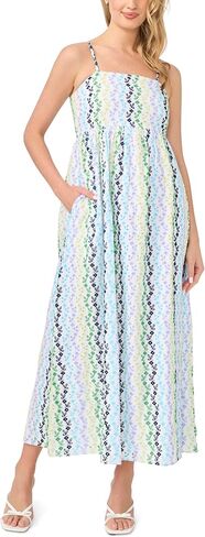 CeCe Women's Sleeveless Spaghetti Strap Square Neck Midi Dress in Kuwait
