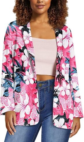 Women's Fall Spring Long Sleeve Blazer Jackets with Pockets Loose Fit Work Casual Outerwear 2023 Trendy in Saudi Arabia