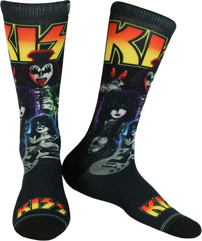 KISS Crew Socks Men's Rock Band Sublimated Group Portrait Design 1-Pair Shoe Size 7-12 in Saudi Arabia