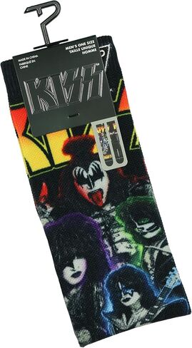 KISS Crew Socks Men's Rock Band Sublimated Group Portrait Design 1-Pair Shoe Size 7-12 in Saudi Arabia