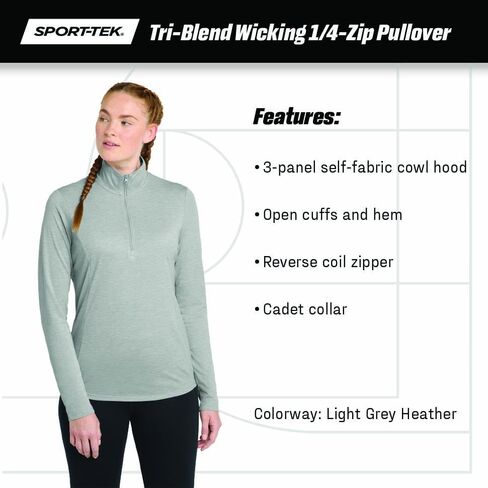 SPORT-TEK Women's PosiCharge Tri-Blend Wicking Quarter Zip Pullover | Lightweight & Breathable Quarter Zip Jacket in Kuwait