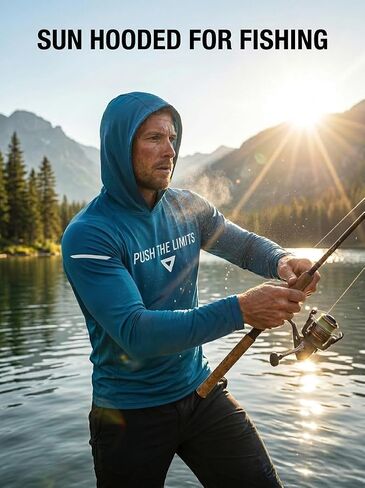 Men's Sun Shirts Long Sleeve 3-Pack - UPF 50+ UV Hoodie, Quick Dry Tops for Summer Fishing & Gym Workout in Saudi Arabia
