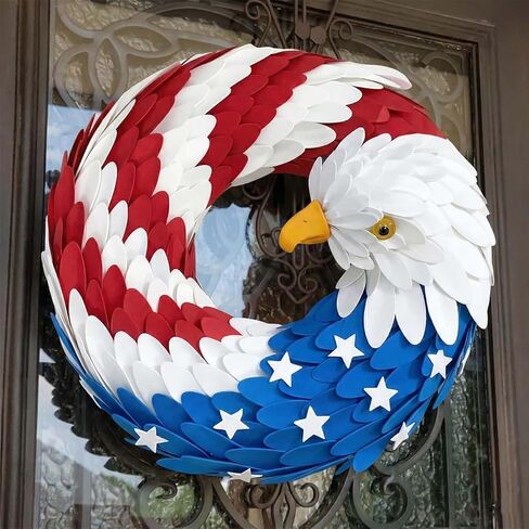 250th Anniversary Eagle Wreath -Measuring 38cm (15 inches), American Flag Brave Wings 3D Patriotic for Front Door, 2026 USA 4th of July, Independence Day & Veterans Day Decor in Kuwait