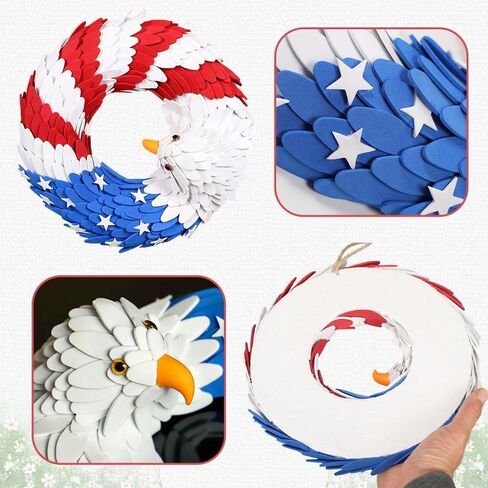 250th Anniversary Eagle Wreath -Measuring 38cm (15 inches), American Flag Brave Wings 3D Patriotic for Front Door, 2026 USA 4th of July, Independence Day & Veterans Day Decor in Kuwait