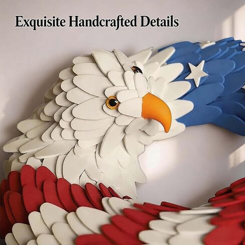 250th Anniversary Eagle Wreath -Measuring 38cm (15 inches), American Flag Brave Wings 3D Patriotic for Front Door, 2026 USA 4th of July, Independence Day & Veterans Day Decor in Kuwait