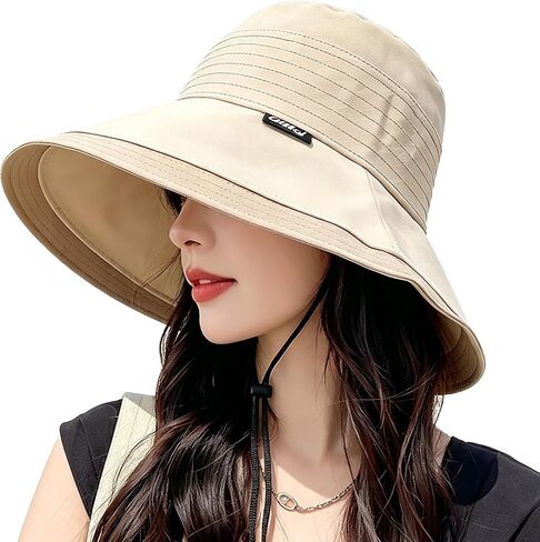 Wide-Brim Sun Hat Women UV-Protection Wired-Edge UPF50+ Summer Packable Garden Fishing Travel Beach Hat Bucket Hats in Saudi Arabia