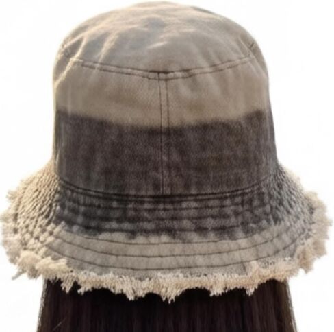 Women Retro Sun Hat Frayed Edge Brim Bucket Hats Distressed Denim Summer Beach Travel Caps Two Tone Contrasting in Saudi Arabia