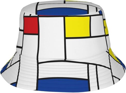 Mondrian Minimalist Modern Art Bucket Hat for Men Women Printed Fisherman Hat Packable Sun Cap Travel Outdoor Beach Caps in Saudi Arabia