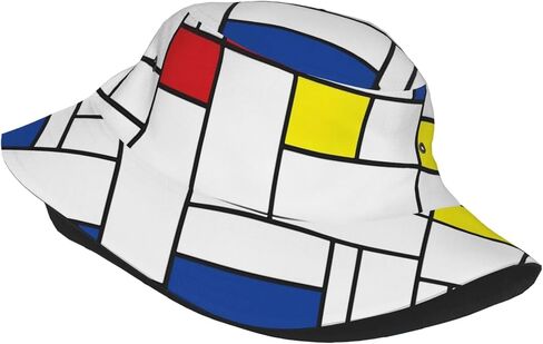 Mondrian Minimalist Modern Art Bucket Hat for Men Women Printed Fisherman Hat Packable Sun Cap Travel Outdoor Beach Caps in Saudi Arabia