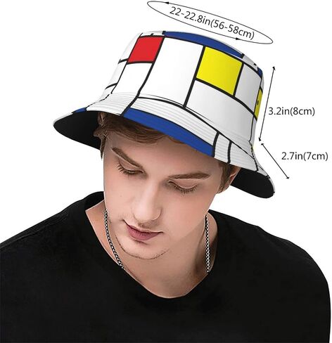 Mondrian Minimalist Modern Art Bucket Hat for Men Women Printed Fisherman Hat Packable Sun Cap Travel Outdoor Beach Caps in Saudi Arabia