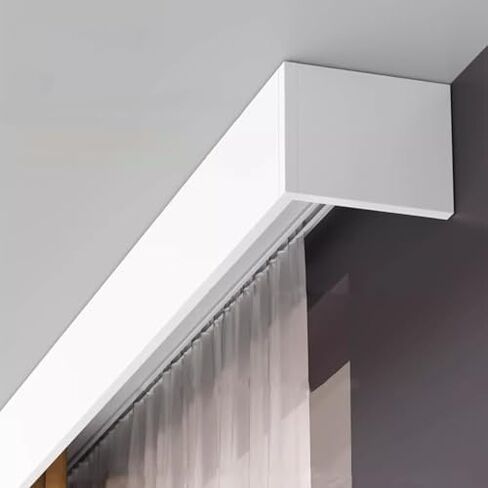 Wall-Mounted Curtain Pelmet Box - White Aluminum Curtain Track System for Kitchen & Bedroom, Metal Curtain Valance, 3-in-1 Curtain Pole & Panel Rails in Kuwait