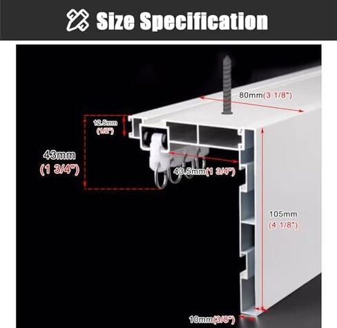 Wall-Mounted Curtain Pelmet Box - White Aluminum Curtain Track System for Kitchen & Bedroom, Metal Curtain Valance, 3-in-1 Curtain Pole & Panel Rails in Kuwait
