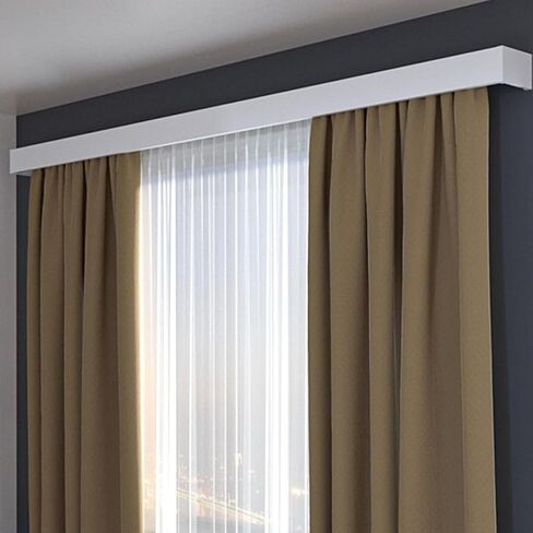 Heavy Duty 3-in-1 Aluminum Curtain Track Box for Windows – Double Tracks for Ceiling & Wall Mount, Ideal for Living Room & Bedroom, 4.4m (14.4ft), Stylish Wall-Mounted Design in Kuwait