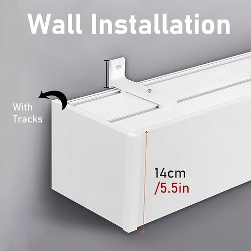 Heavy Duty 3-in-1 Aluminum Curtain Track Box for Windows – Double Tracks for Ceiling & Wall Mount, Ideal for Living Room & Bedroom, 4.4m (14.4ft), Stylish Wall-Mounted Design in Kuwait