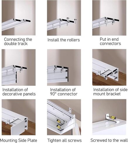 Heavy Duty 3-in-1 Aluminum Curtain Track Box for Windows – Double Tracks for Ceiling & Wall Mount, Ideal for Living Room & Bedroom, 4.4m (14.4ft), Stylish Wall-Mounted Design in Kuwait