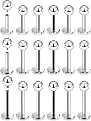 14G 16G Surgical Steel Internally Threaded Labret Studs Monroe Lip Rings Cartilage Tragus Nail Conch Helix Earring Barbell for Women Men Piercing Jewelry 6mm 8mm 10mm Bar Length in Kuwait
