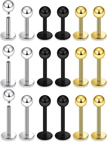 14G 16G Surgical Steel Internally Threaded Labret Studs Monroe Lip Rings Cartilage Tragus Nail Conch Helix Earring Barbell for Women Men Piercing Jewelry 6mm 8mm 10mm Bar Length in Kuwait