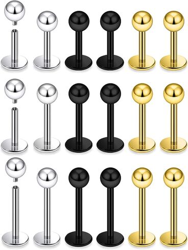 14G 16G Surgical Steel Internally Threaded Labret Studs Monroe Lip Rings Cartilage Tragus Nail Conch Helix Earring Barbell for Women Men Piercing Jewelry 6mm 8mm 10mm Bar Length in Kuwait