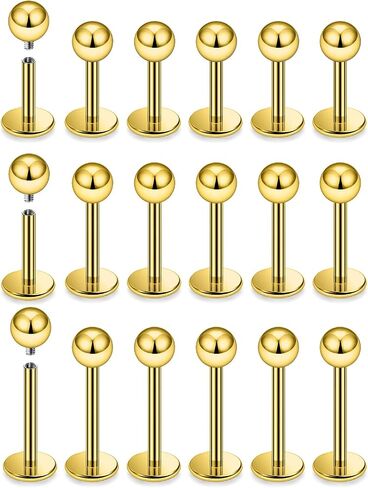 14G 16G Surgical Steel Internally Threaded Labret Studs Monroe Lip Rings Cartilage Tragus Nail Conch Helix Earring Barbell for Women Men Piercing Jewelry 6mm 8mm 10mm Bar Length in Kuwait
