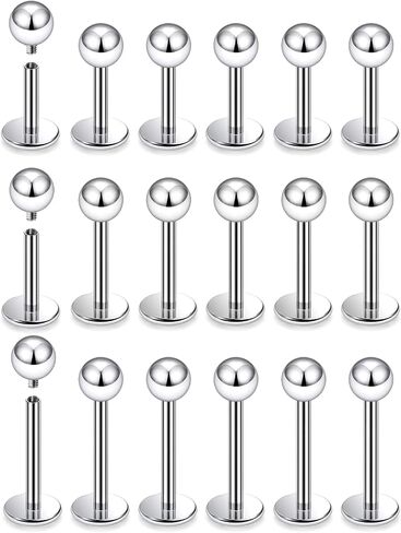 14G 16G Surgical Steel Internally Threaded Labret Studs Monroe Lip Rings Cartilage Tragus Nail Conch Helix Earring Barbell for Women Men Piercing Jewelry 6mm 8mm 10mm Bar Length in Kuwait