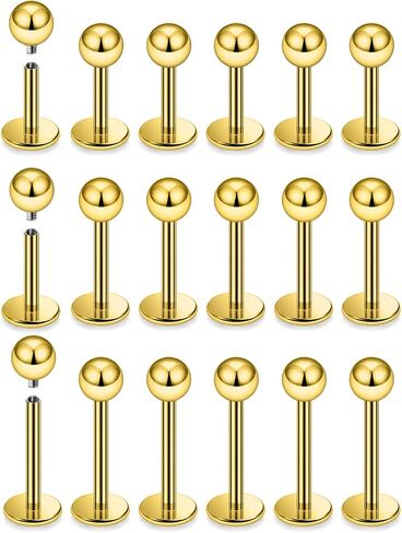 14G 16G Surgical Steel Internally Threaded Labret Studs Monroe Lip Rings Cartilage Tragus Nail Conch Helix Earring Barbell for Women Men Piercing Jewelry 6mm 8mm 10mm Bar Length in Kuwait
